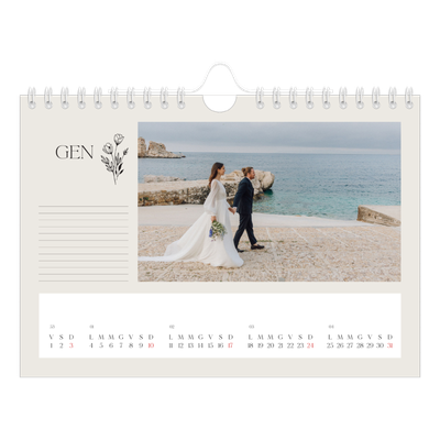 Calendario fotografico A5 — Iniziali in fiore [Gennaio]