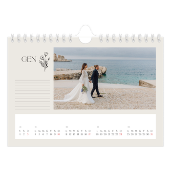 Calendario Fotografico A5 Orizzontale — Iniziali in fiore
