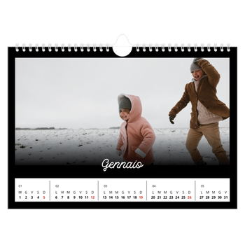 Calendario Fotografico A4 Orizzontale — Minimale nero