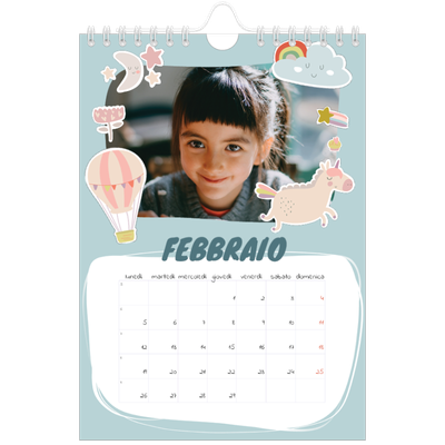 Calendario fotografico A5 — Unicorno arcobaleno [Febbraio]
