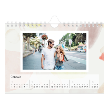 Calendario Fotografico A5 Orizzontale — Punti ad acquerello