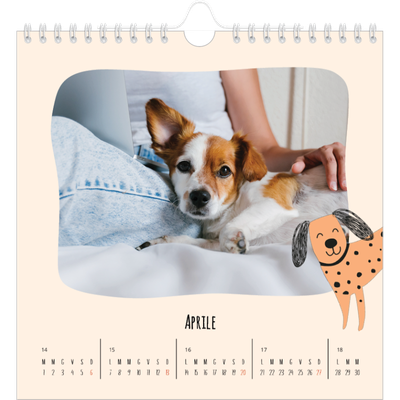 Calendari quadrati — Zampette di cane e scarabocchi [Aprile]
