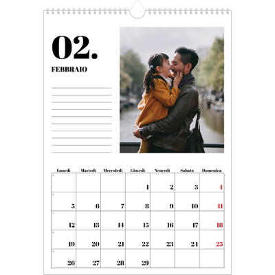 Calendario A3 verticale — Serif e momenti [Febbraio]