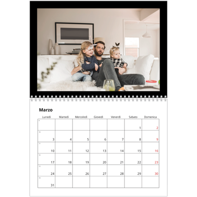 Calendario A4 Doppio — Margine nero [Marzo]