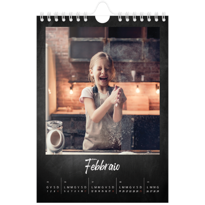 Calendario fotografico A5 — Stile lavagna [Febbraio]