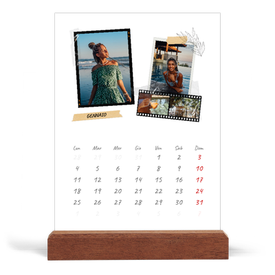 Calendario con supporto in legno verticale  — Album ricordi con stile [Gennaio]