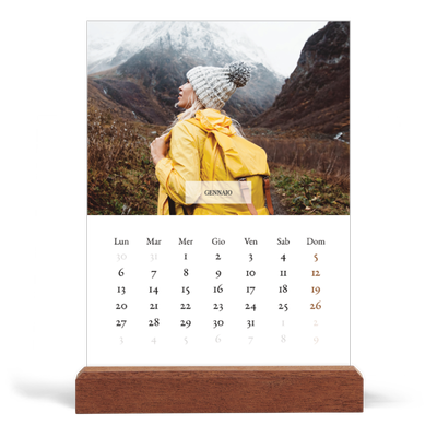 Calendario con supporto in legno verticale  — Calendario classico [Gennaio]