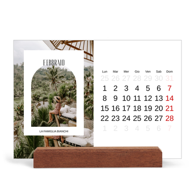 Calendario con supporto in legno orizzontale  — L'arco aperto [Febbraio]
