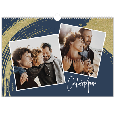 Calendario A3 orizzontale  — Sfondi spazzolati d'oro [copertina]