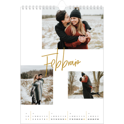 Calendario personalizzato A4 — Ghirlanda d'oro [Febbraio]