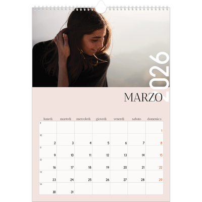 Calendario A3 verticale — Testo sovrapposto [Marzo]