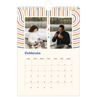 Calendario fotografico A5 — Strisce retro [Febbraio]