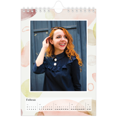 Calendario fotografico A5 — Punti ad acquerello [Febbraio]
