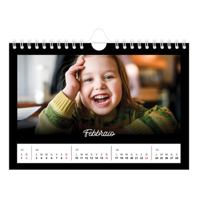 Calendario fotografico A5 — Minimale nero [Febbraio]