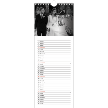 Calendario da cucina (15 x 40 cm) — Scrittura elegante