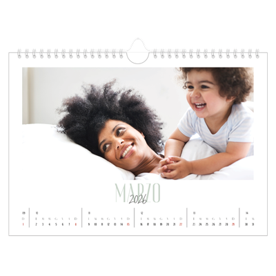 Calendario fotografico A4 — Tipografia mista [Marzo]
