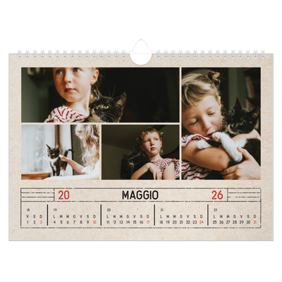 Calendario fotografico A4 — Effetto timbro artigianale [copertina]