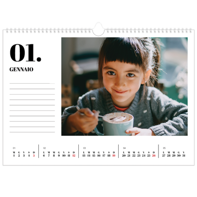 Calendario A3 orizzontale  — Serif e momenti [Gennaio]