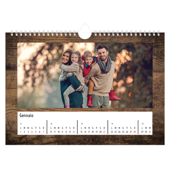 Calendario Fotografico A4 Orizzontale — Legno