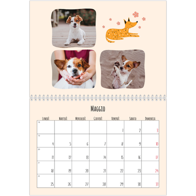 Calendario A4 Doppio — Zampette di cane e scarabocchi [copertina]