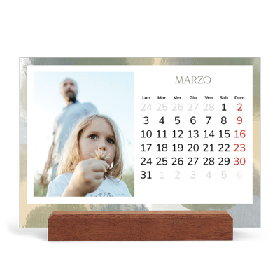 Calendario con supporto in legno orizzontale  — Effetto pennello [Marzo]