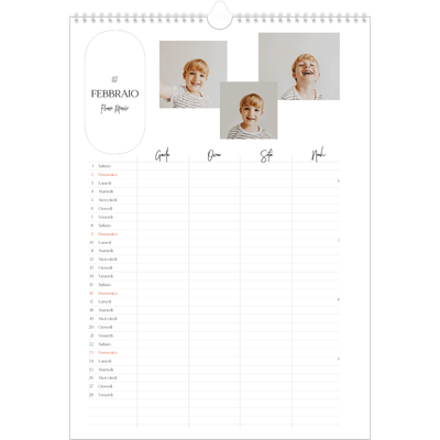 Calendario famiglia A3 verticale — Fare programmi - Famiglia di 4 [Febbraio]