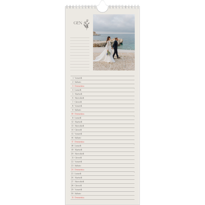 Calendario da cucina  — Iniziali in fiore [Gennaio]