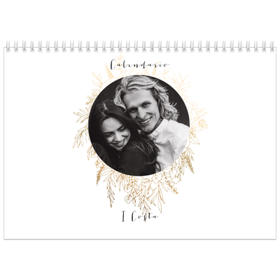 Calendario A4 Doppio — Disegni a linee floreali d'oro [copertina]