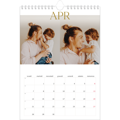 Calendario personalizzato A4 — Testo in grande d'oro [Aprile]