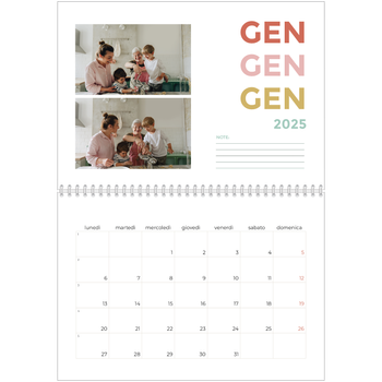 Calendario A4 Doppio — Tipo colorato