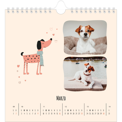Calendari quadrati — Zampette di cane e scarabocchi [Marzo]