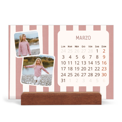Calendario con supporto in legno orizzontale  — Fantasia rétro [Marzo]