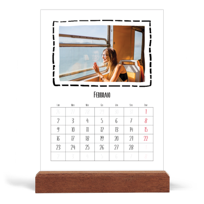 Calendario con supporto in legno verticale  — Istantanee da album [Febbraio]