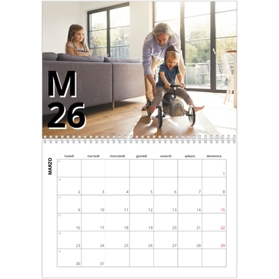 Calendario A4 Doppio — Stile lettera [Marzo]