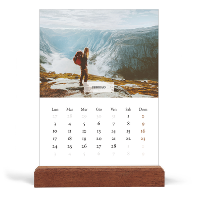 Calendario con supporto in legno verticale  — Calendario classico [Febbraio]