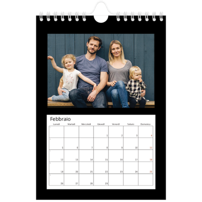 Calendario fotografico A5 — Margine nero [Febbraio]