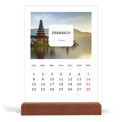 Calendario con supporto in legno verticale  — Tutta la storia [Febbraio]