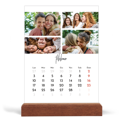 Calendario con supporto in legno verticale  — Disposizioni fotografiche [Febbraio]