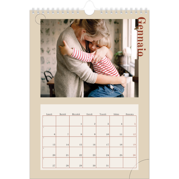 Calendario personalizzato A4 — Testo asimmetrico