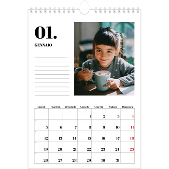 Calendario personalizzato A4 — Serif e momenti