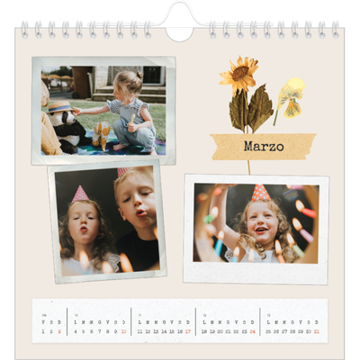 Calendari quadrati — Scrapbooking vintage [Marzo]