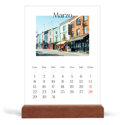 Calendario con supporto in legno verticale  — Il mio diario di viaggio [Marzo]