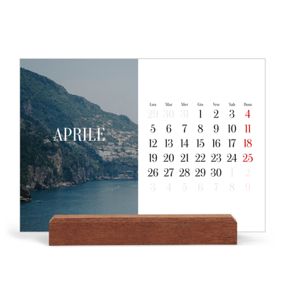 Calendario con supporto in legno orizzontale  — Fuga infinita [Aprile]