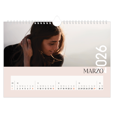 Calendario fotografico A4 — Testo sovrapposto [Marzo]