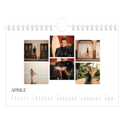 Calendario fotografico A5 — Tramonti e surf [Aprile]