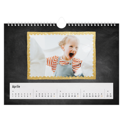 Calendario fotografico A4 — Cornici dorate [Aprile]