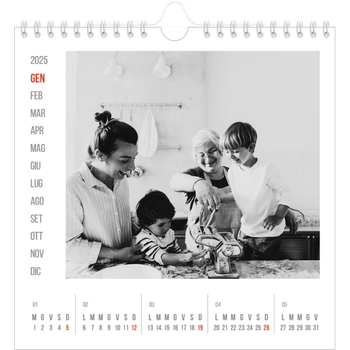 Calendario Fotografico Quadrato — Evidenziazioni rosse