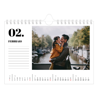 Calendario fotografico A5 — Serif e momenti [Febbraio]