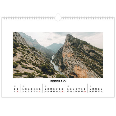 Calendario A3 orizzontale  — Foto semplice [Febbraio]