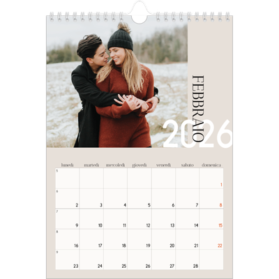 Calendario personalizzato A4 — Testo sovrapposto [Febbraio]